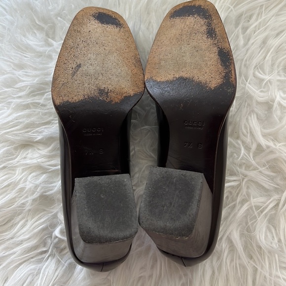 Gucci leather dark brown heels / shoes 7.5 - Picture 4 of 7
